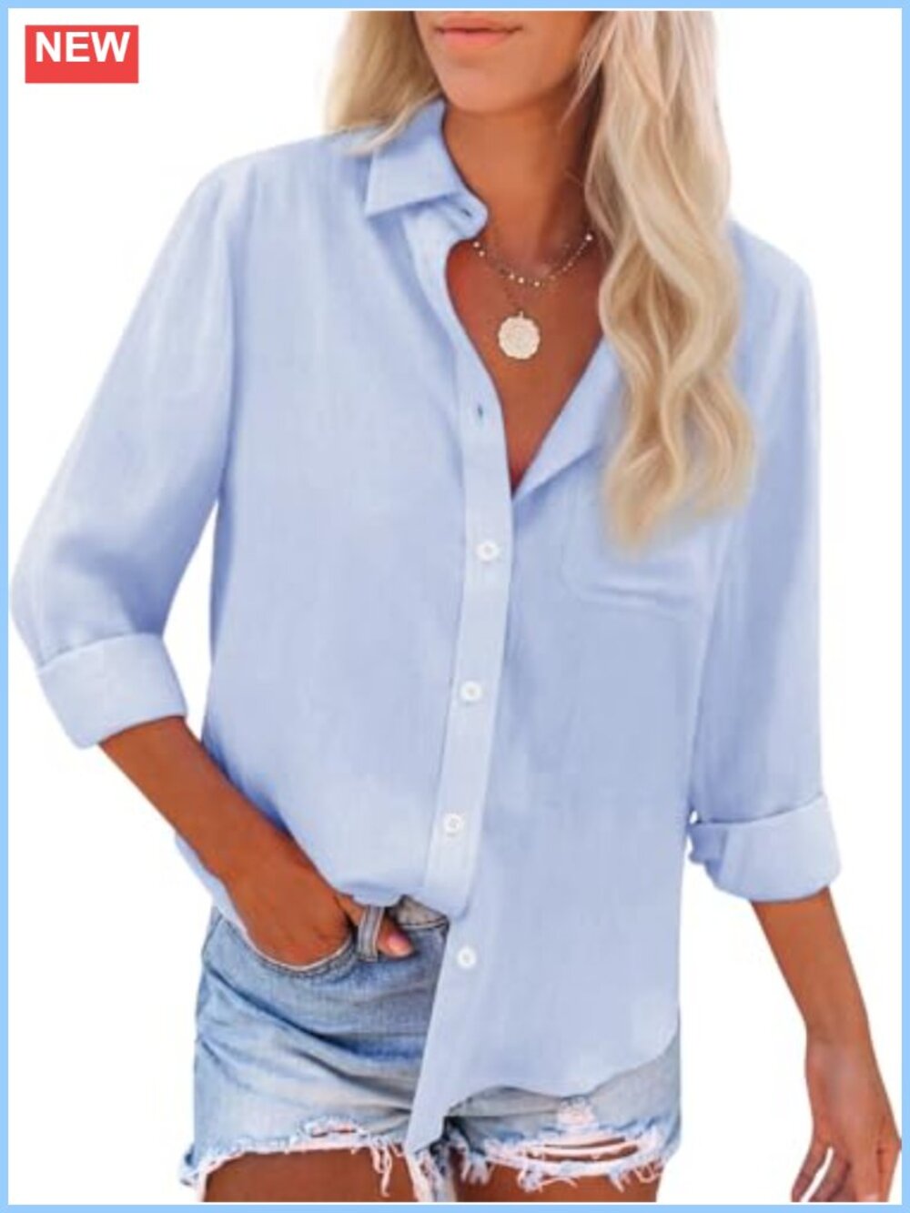 Women's Cotton Button Down Shirt Long Sleeve Oxford Work Blouse Collared Top